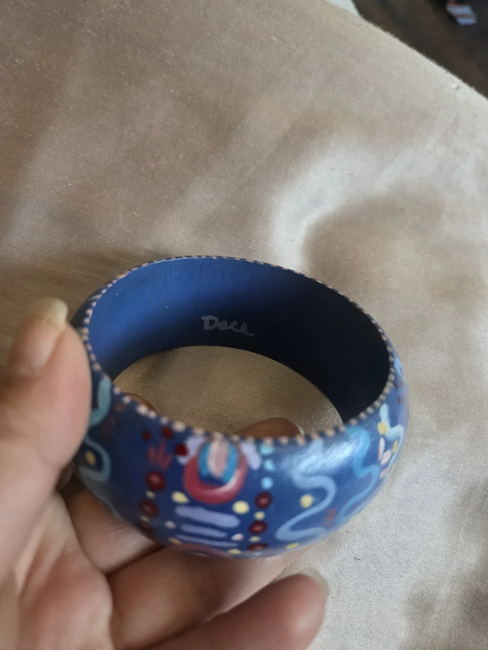 Hand Painted Wooden Bangle Blues